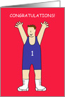 Congratulations to Wrestler Triumphant Winner Cartoon Man card