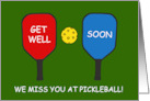 Get Well Soon Pickleball Sports Cartoon Paddles and a Wiffle Ball card