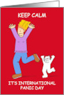 International Panic Day June 18th Humorous Cartoon Lady and Cat card