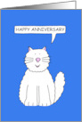 Happy Anniversary To Parents of Cat Cartoon White Cat Talking card