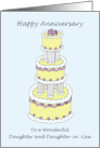 Happy Anniversary Daughter and Daughter in Law Stylish Cake card