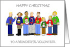 Happy Christmas to Volunteer Cartoon People in Festive Sweaters card