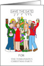 Save the Date Christmas Party Invitation Cartoon Group of People card