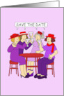 Save the Date Group of Red Hat Ladies Cartoon Humor card