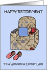 Happy Retirement to Dinner Lady, Cartoon Armchair.. card