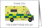 Thank you to Paramedic British Ambulance Driver Cartoon Illustration card