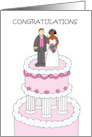 Wedding Congratulations Interracial Couple Cartoon Bride and Groom card