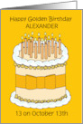 Golden Birthday 13 on the 13th to Personalize any Name Cake & Candles card