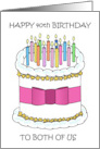 Happy Mutual Same Day 40th Birthday Cartoon Cake and Candles card