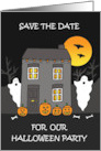 Save the Date for Our Halloween Party Cartoon Spooky House card