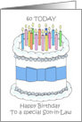 Son in Law 60th Birthday Cartooon Cake and Candles card