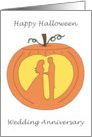 Happy Halloween Wedding Anniversary Romantic Carved Pumpkin card