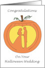 Happy Halloween Wedding Congratulations Romantic Carved Pumpkin card