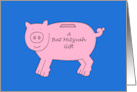 Bat Mitzvah Gift Money Gift Enclosed Smiling Cartoon Piggy Bank card