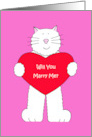 Will You Marry Me Proposal Cute Cartoon Cat with Giant Heart card