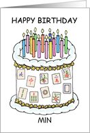 Happy Mahjong Birthday Cake and Candles to Personalize Any Name card