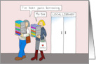 Panic Borrowing from the Library Covid 19 Lockdown Cartoon card