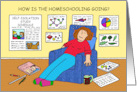 Coronavirus Self-isolating Homeschooling Cartoon Lady card