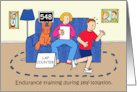 Coronavirus Self-isolation Running Cartoon Man Running Laps card