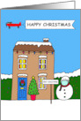 Coronavirus Self-isolation Happy Christmas Cartoon Festive House card