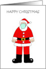 Coronavirus Happy Christmas Santa in Face Mask Cartoon card