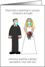 Coronavirus Wedding Planning Stress Cartoon Bride and Groom card