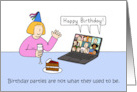Coronavirus Self-isolating Virtual Birthday Party Cartoon Humor card