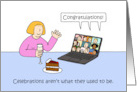 Coronavirus Self-isolating Virtual Congratulations Party Cartoon card