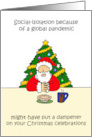 Happy Christmas Covid 19 Cartoon Humor Santa and Christmas Tree card