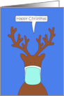 Christmas Covid 19 Reindeer in a Facemask Cartoon Humor card