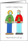 Coronavirus Happy Christmas 2022 from Both of Us Cartoon Couple card