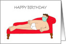 Covid 19 Happy Birthday Cartoon Humor, Man in Underpants & Face Mask. card