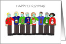 Coronavirus Happy Christmas Cartoon Group in Xmas Sweaters card