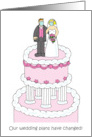 Coronavirus Change of Wedding Plans Cartoon Couple on a Cake card