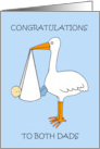 Congratulations to Gay Male Couple Birth of Baby Boy Cartoon Stork card
