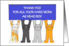 Thank you to Head Boy Cartoon Cats Holding a Banner card