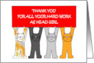Thank you to Head Girl Cartoon Cats Holding a Banner card