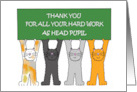 Thank you to Head Pupil Cartoon Cats Holding a Banner card