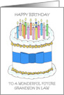 Happy Birthday to Future Grandson in Law Cartoon Cake and Candles card