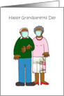 Happy Grandparents Day Cartoon African American Couple in Face Masks card