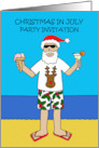 Christmas in July Party Invitation Santa in Shorts & Flip Flops card