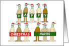 Happy Christmas Covid 19 Cartoon Men in Santa Hats and Masks card