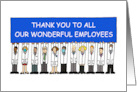 Covid 19 Thanks to Employees Cartoon Scientists with a Banner card