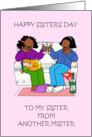 Happy Sister’s Day African American Ladies Cartoon card