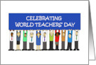 World Teachers’ Day October 5th Cartoon People with a Banner card