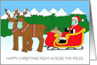 Covid 19 Christmas Across the Miles Santa & Reindeers in Facemasks card