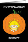 Covid 19 Halloween Birthday Carved Virus Pumpkin Cartoon Humor card