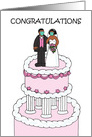 Covid 19 Wedding Congratulations African American Couple Cartoon card