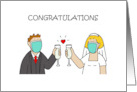 Covid 19 Wedding Congratulations Cartoon Couple card