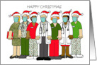 Covid 19 Happy Christmas Medical Staff Team Cartoon Group card